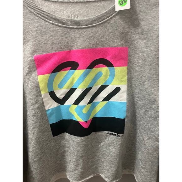Girls justice sport crew sweatshirt size 14/16 new grey logo - Picture 2 of 3